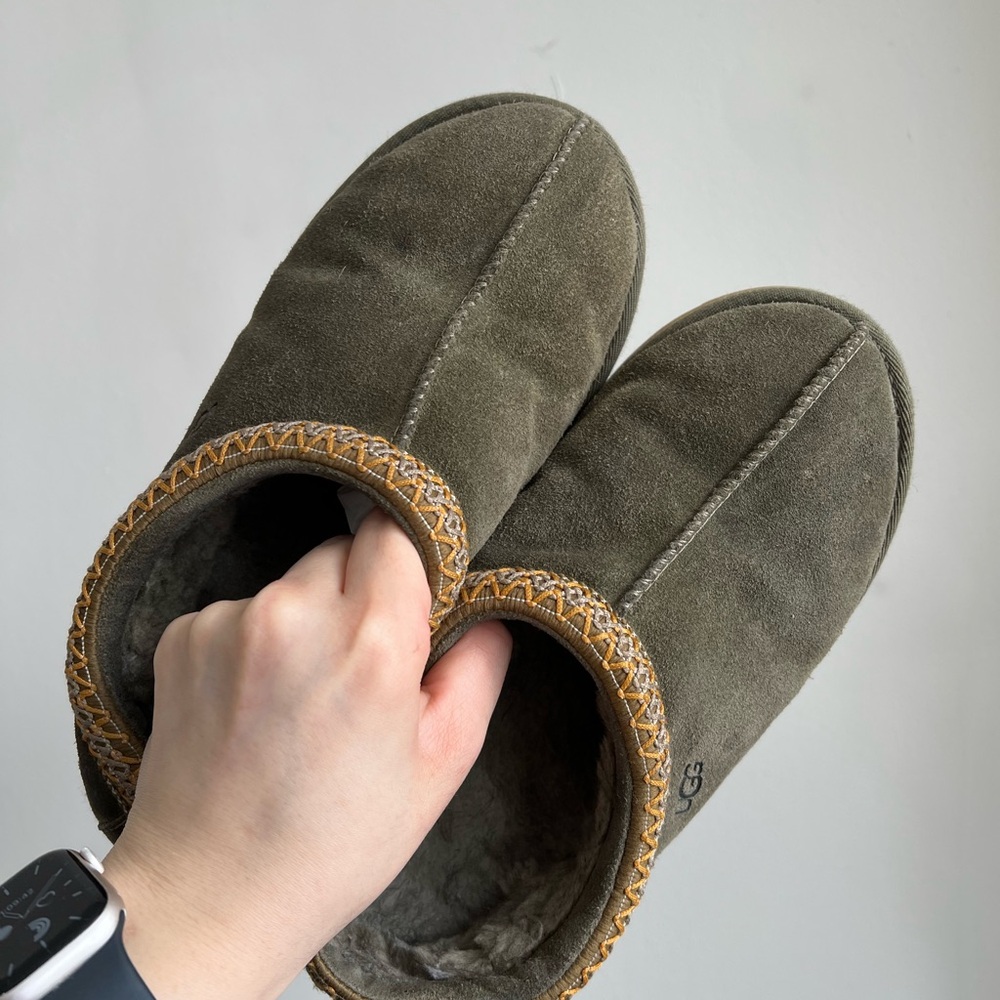Ugg Tasman Suede Slippers - Olive Green